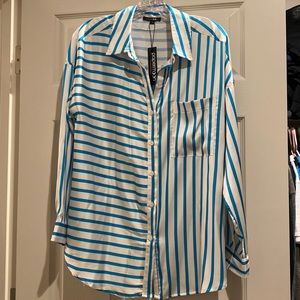 Striped button down blouse